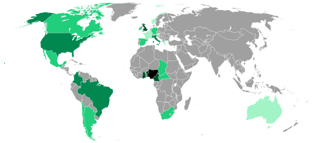 Map of the Nigerian Diaspora in the World